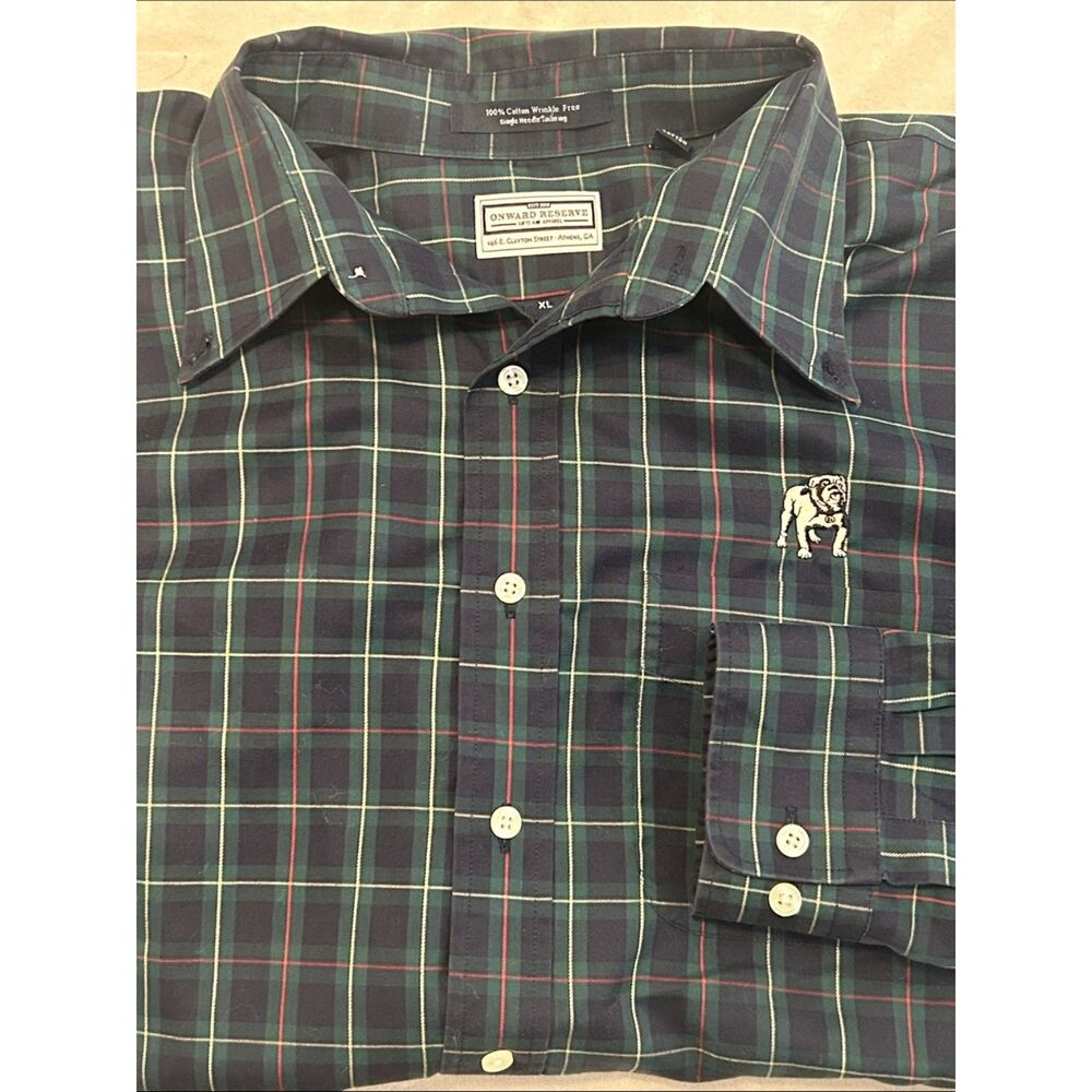 Onward Reserve Mens XL Georgia Bulldogs UGA Plaid Button Down Shirt